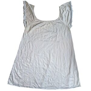 Vintage White Nylon Nightgown Lace Trim Sleeveless Chemise One Size S M L XL